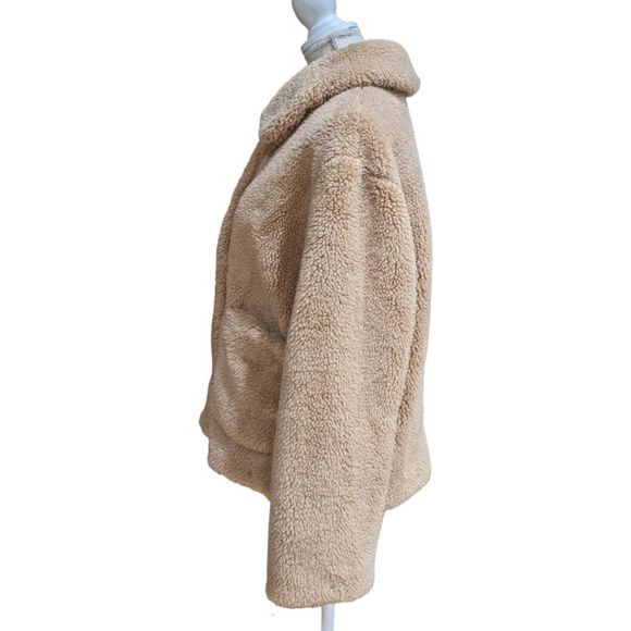 LIKE NEW ZARA Women's Camel Tan Teddy Coat Size M - Picture 4 of 11